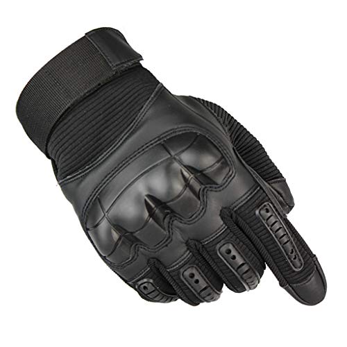 Hodeacc Motorradhandschuhe, Touchscreen-Vollfinger-Handschuhe, winddicht, Handschuhe für Rennsport, Radfahren, Motorrad, Wandern, Outdoor, Sport, Klettern Gr. L, Schwarz Cover