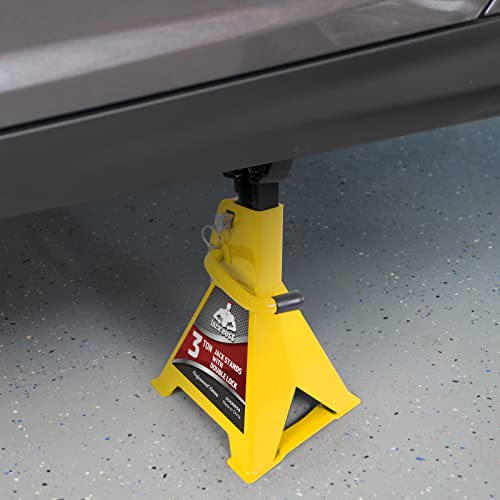 Jack Boss Car Jack Stands 3 Ton (6,000 LBs) Capacity, Extra Reinforced Car Lifting Stand Adjustable Jack Stand with Double Locking, Fits Automotive Small Pick-Up Yellow, 2 Packs