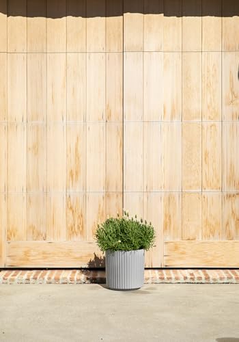 Image of Veradek Demi Series Round Planter for Porch, Patio, Backyard | Durable Plastic-Concrete Material | Modern Decor for Tall Plants, Flowers