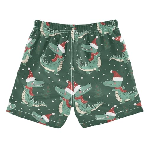 ALAZA Dinosaur Merry Christmas Snowflake Boys Quick Dry Beach Board Shorts Kids Swim Trunks Bathing Suit Swimsuit2