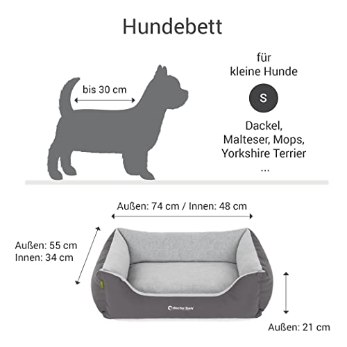 Doctor Bark Hundebett Kleine Hunde - Hundekörbchen Flauschig und Weich - Waschbar, Strapazierfähig, Kuschelig - Made in Germany - GreenLabel (S - 74x55 cm, Grau)