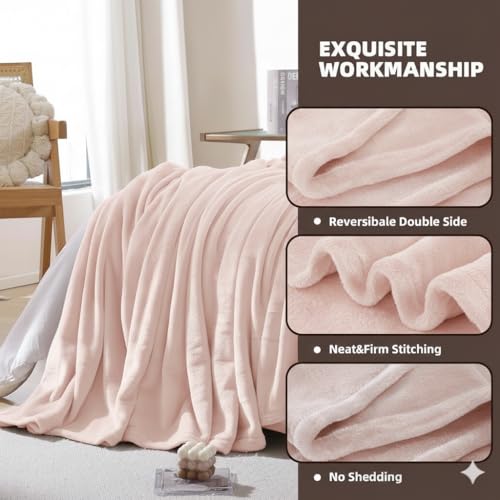 Image of Harleen Blankets, 250 GSM Super Soft Flannel Cozy Blankets for Double Bed, Washable Lightweight Blanket for Couch Sofa Bed Office, Warm Plush Blankets for All Season (90 inchx90 inch) (Pink, Double)