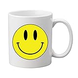 D STICKY COMPANY Cute Smiley Face Ceramic Coffee Mug 11oz β Fun and Cheerful Design for Home, Office, or Gifting