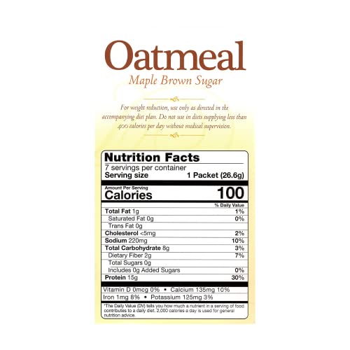 Fitwise - High Protein Oatmeal, 15G Protein, Low Carb, Low Calorie, Low Fat, Sugar Free, Keto Friendly, Ideal Protein Compatible, 7 Servings Per Box (Maple Brown Sugar) #TOP1