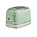 Ariete Retro Style Dome Kettle and 2 Slice Toaster Set, Vintage Design, Green