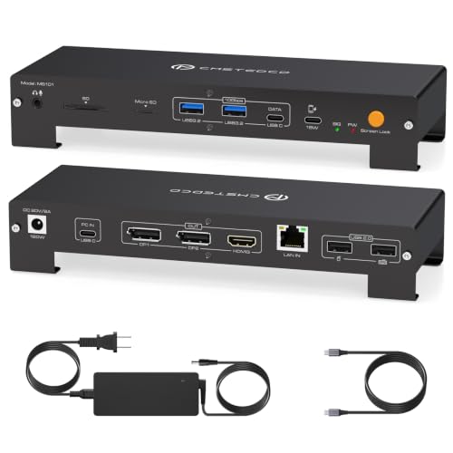 Image of USB C Laptop Docking Station 3 Monitors 4K with 120W Power Supply 15-in-1 Thunderbolt Dock for Multiple Monitors with 2DP and HDMI Port PD100W /10Gbps USB /SD&TF /Ethernet etc (macOS-No Extended Mode)