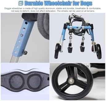 Pet Wheelchair for Dogs - 4 Wheels Mobility Aid, XS-XXL Sizes, Full Support for Disabled & Injured Pets, Adjustable Dog Leg Braces for Enhanced Mobility