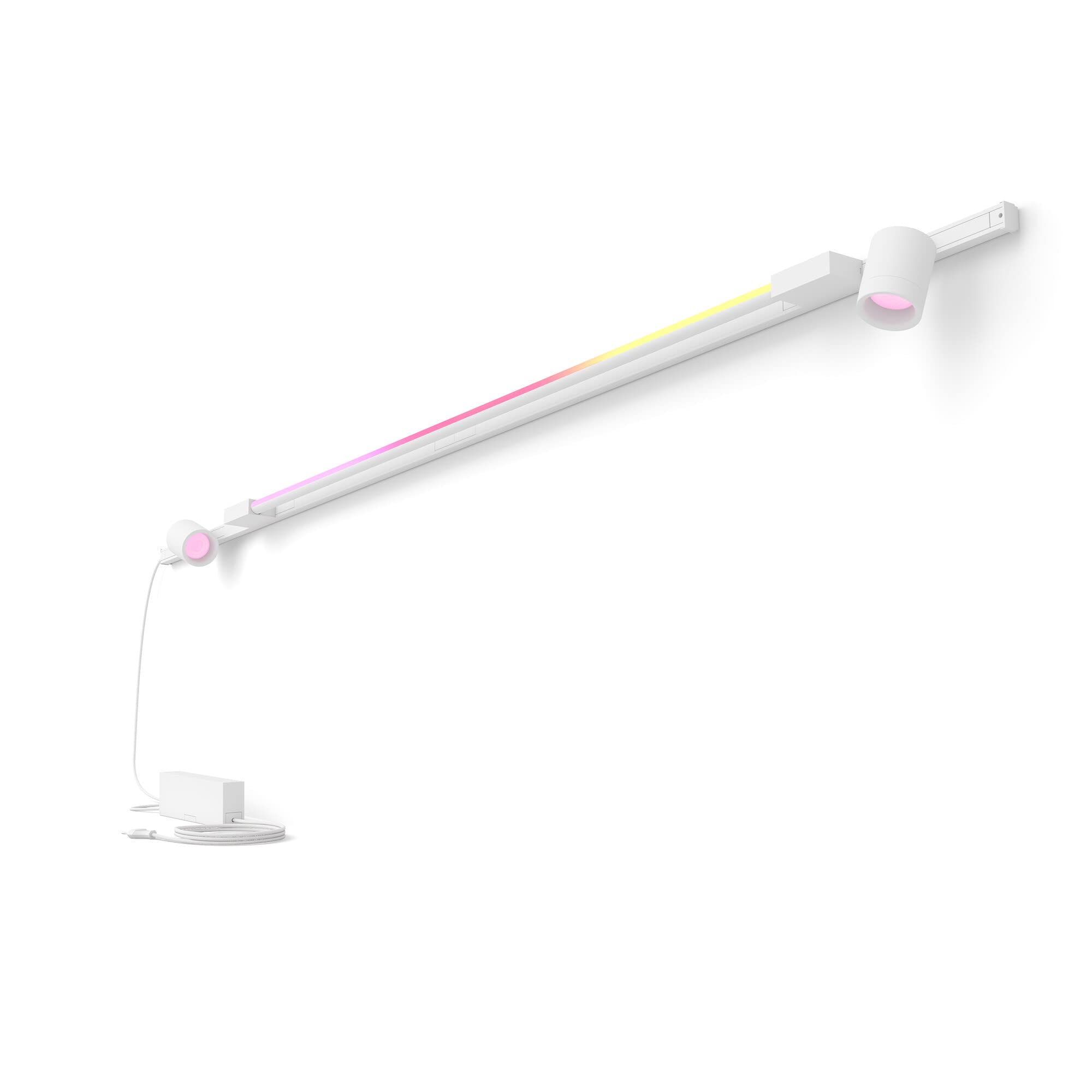 Philips Hue Perifo Rail Lighting 2-Spot and 1 Gradient Light Tube - Basic Set - Two 1 Meter Rail - White and Coloured Light - Dimmable - Connect to Bluetooth or Hue Bridge - White