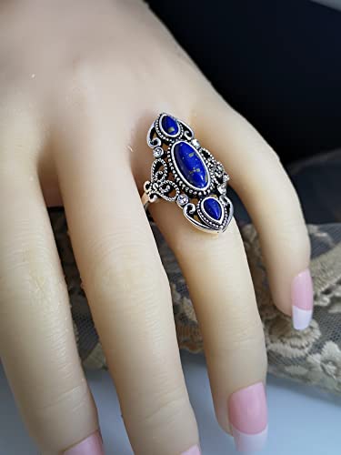 Bague turquoise naturelle argent anti-allergie bague fait main