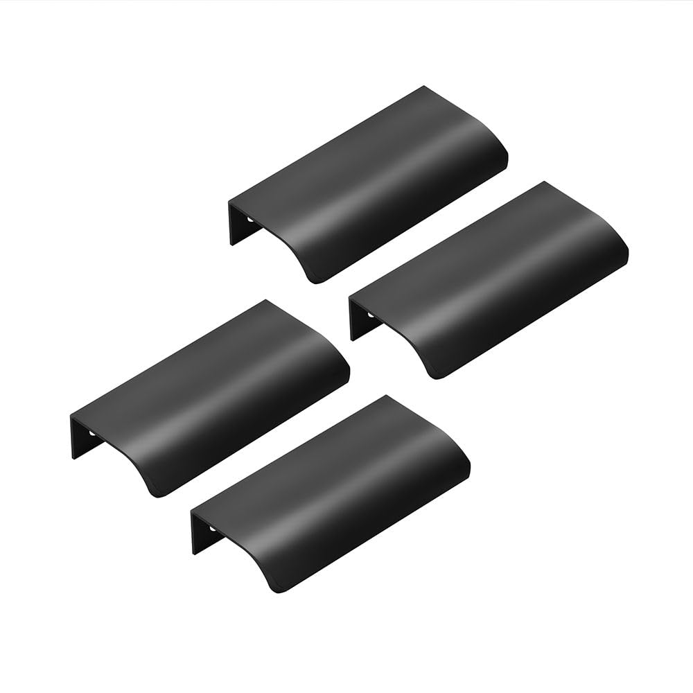 Milano Black Finger Pull Bathroom Furniture Drawer Cupboard Cabinet Handles - Pack Of 4