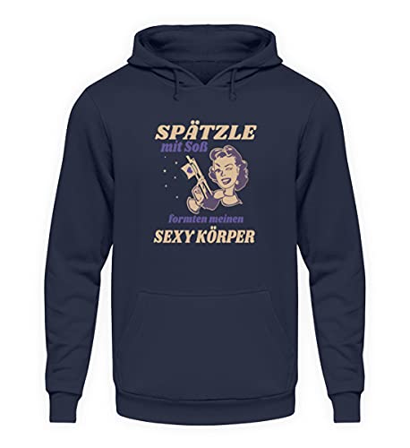 Spätzle avec sauce – Proverbes souabes – Cadeaux – Sweat à capuche unisexe, Oxford bleu marine, S