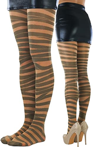 Image of ToBeInStyle Women's Strappy Zig Zag Lace Up Bandage Print Fashion Goth Tights