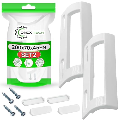 ONIX TECH 2 Pièces Universelle Poignée Réfrigérateur et Congelateur est Munie de Trous pour une Installation de 105 mm à 160 mm - Set Comprend 2 Bouchons...