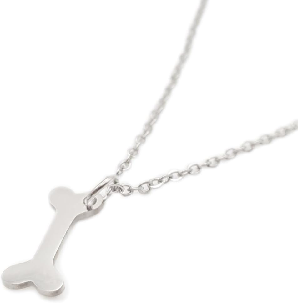 JoyaDOG Women's Dog Bone Necklace, Width 7 mm x 15 mm. With Chain 40+5 cm. Original Gifts for Women, Daughter, Mother, Friend. Original Designs in Silver & Steel. A Gift That Will Leave a Footprint