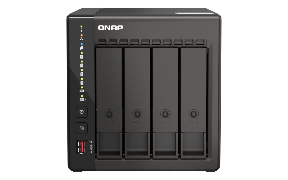 QNAP TS-453E 8G, NAS 4 baies (processeur Intel Celeron J6412 4 core/4 thread, turbo jusqu'à 2,6 GHz, double 2,5 GbE) 16 To avec 4 disques durs WD RED Plus de 4 To