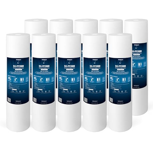 Ronaqua 20 x 4.5 Big Sediment Replacement Water Filter Cartridge 20 Micron NSF Certified for Whole House Compatible with 155358-43 2PP20BB1M AP810-2 FPMB-BB5-20 P5-20BB SDC-45-2005 10 Pack