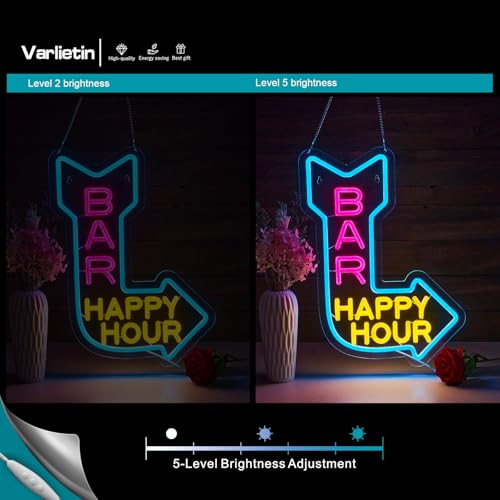 Image of Bar Happy Hour Neon Sign for Wall Decor, Bar Open LED Neon Signs Lights for Cafe Business Walls Window Shop Hotel,Restaurant Retail Store Party Pub Decoration and Shop Decoration Gift