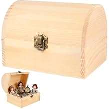 DOITOOL Unfinished Wooden Box with Hinged Lid Unpainted Wooden Jewelry Box Treasure Boxes DIY Craft Storage Treasure Chest for Art Jewelry Home Storage, 6.3 x 4.5 x 4.7 Inches, 1 Pack