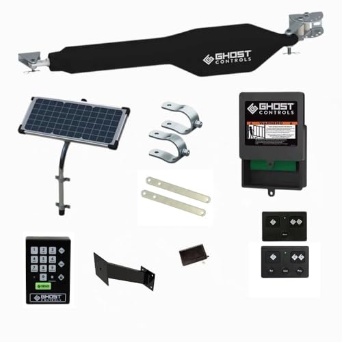Ghost Controls Heavy Duty Single Solar Automatic Gate Opener Push-to-Open Access Bundle