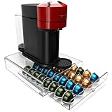 XronSlute for Nespresso Pods Holder,Vertuo Pod Holder,Acrylic 32 Large Pod Organizer,Clear Coffee Pod Capsule Drawer