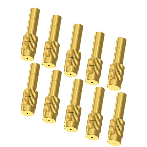 Image of skyblue Brass Misting Nozzle 1 mm Orifice 6mm Stem Size Water Sprayer Fogging Cleanable Anti-drips Ideal for Misting Lawn Gardens Greenhouse Air Cooling System 10 Nozzles