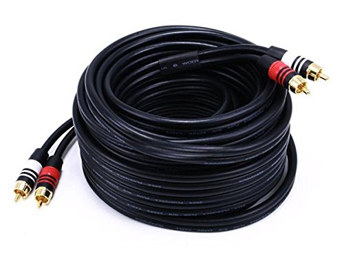 Monoprice 102867 35-Feet Premium 2 RCA Plug to 2 RCA Plug 22AWG Cable - Black (2 Pack)