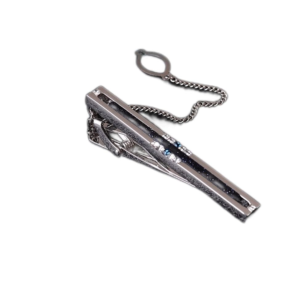 Fermacravatta da Uomo, Accessorio per Abito da Lavoro, da Sposa, con Pietra Stellata, Stile ago, Spilla per Gemelli (D 1 pz)