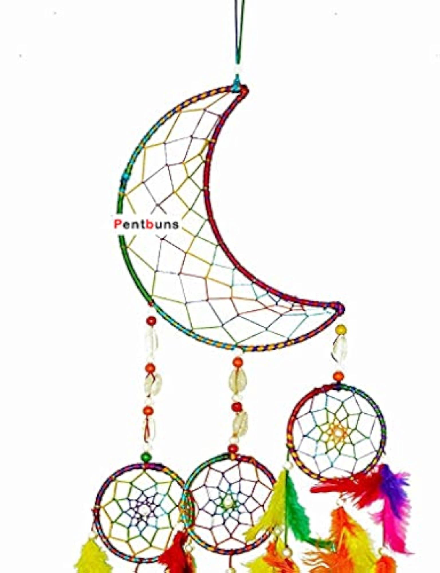 Feather Moon Crescent Multi Dream Catcher Wall Hanging