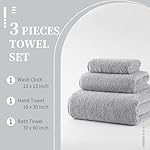 New Microfiber Bath Towel Set, 3 Piece, Oversize, Quick Dry, Lint Free, Includes Body, Hand and Face Towels - Image 3