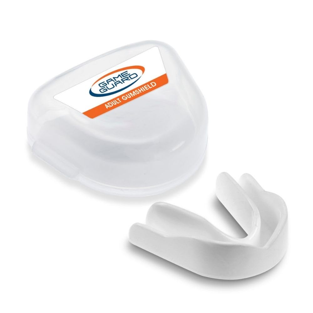 GAME GUARD 1 x Ochraniacz na zęby - Formowalne ochraniacze na zęby/ochraniacze na dziąsła - Zatwierdzone przez CE, Sporty szkolne, Rugby, Hokej, Boks, GAA, Sztuki walki (SENIOR - BIAŁY)