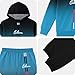 xueteox Boys Letter Graphic Print Hoodie Sweatshirt and Flap Pocket Sweatpants, Fall Winter Outfits for Kids (Blue, 10Y)