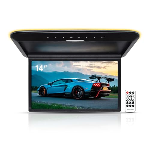 Image of 14 Inch Flip Down Car Overhead HD MP5 Player, Roof Mount Monitor with HDMI and USB Video Input