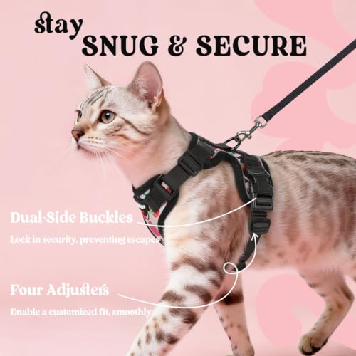 Image of rabbitgoo Cat Harness and Leash Set, Escape Proof Vest, Berry Pounce