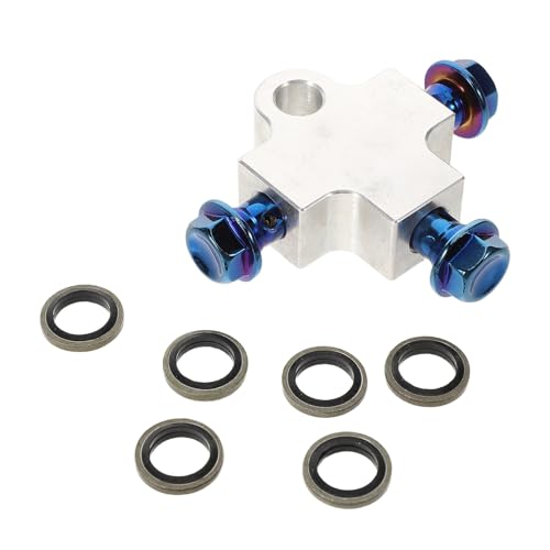 POPETPOP Raccord en T 3 Voies en Aluminium pour Durite de Frein Hydraulique Moto Support Adaptateur avec Boulons Titane Résistants à la Chaleur et Vibrations...
