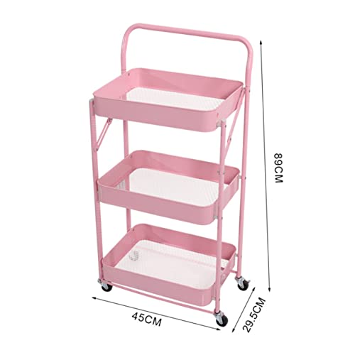 Angoily 1Pc Carrinho De Armazenamento Dobrável Prateleiras De Armazenamento Dobráveis ​​De Aço Inoxi