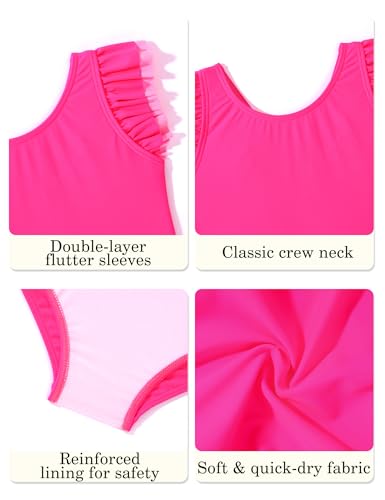 Image of oklady Toddler Swimsuit Girls One Piece Ruffled Girls Bathing Suit Bow Strap Swimwear Size 12M-4T