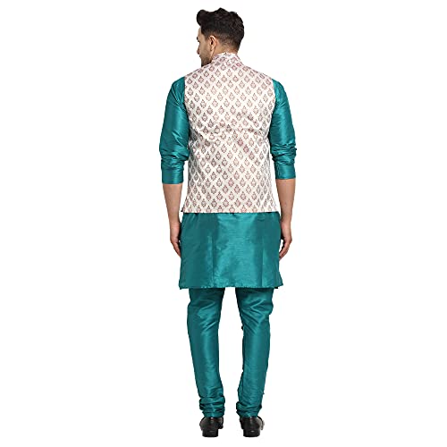 Image of SAIFOO Men's Kurta Pyjama & Printed Nehru Jacket Set.