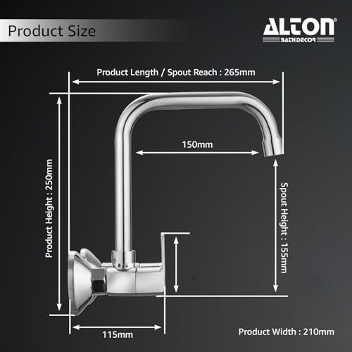 Image of ALTON QDRL5870-UM, Kitchen Sink Mixer with 360 Degree Swivel Spout | Kitchen Sink Tap | Kitchen Faucet | Tap for Kitchen Sink | Taps | Kitchen Mixer