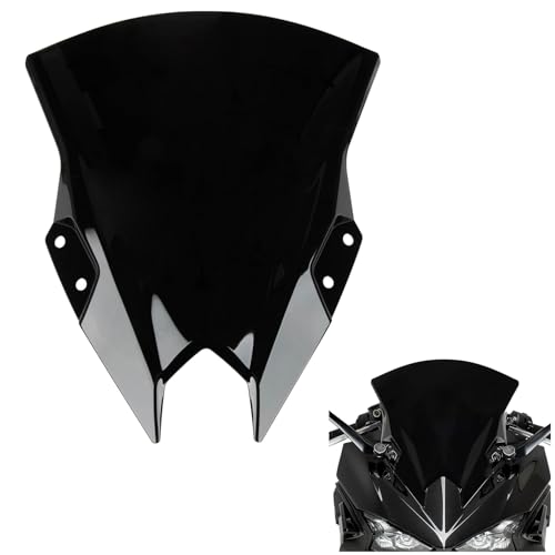 Windshield for NINJA500 SE 2024 2025 2026 PSLER Windscreen Double Bubble Wind Deflector Protector Fairing for NINJA500 SE Ninja 500 2024 2025 2026 (15 Black)
