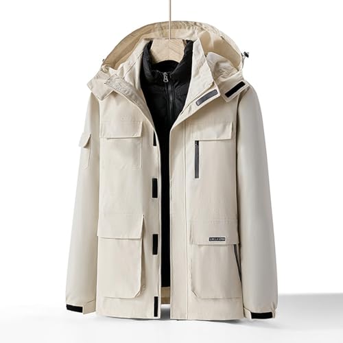 VIDECOR Winter Mens Down Jacket Coat Outdoor Sprinting Suit Couple Mountaineering Suit Three in One Detachable,E-7XL