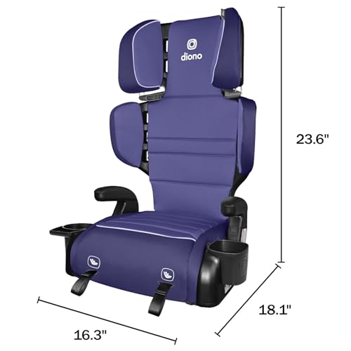 Image of Diono Connect3 RXT 2-in-1 High Back Booster, Slim Fit 3-Across in Many Mid-Sized Sedans and SUVs, for Children from 40-120 lbs., Lightweight with Latch, Purple Wildberry