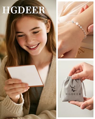 HGDEER Granddaughter Bracelet Gift - Natural Crystal Healing Stones with Meaningful Quote Card - Rose Quartz Moonstone Jewelry from Grandparents3