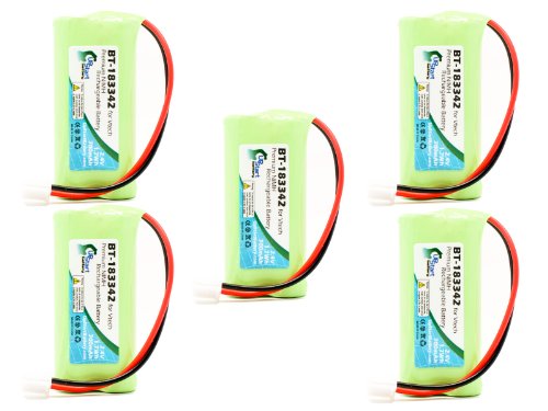 5 Pack - Replacement for AT&T BT8001 Battery - Compatible with AT&T Cordless Phone Battery (700mAh 2.4V NI-MH)