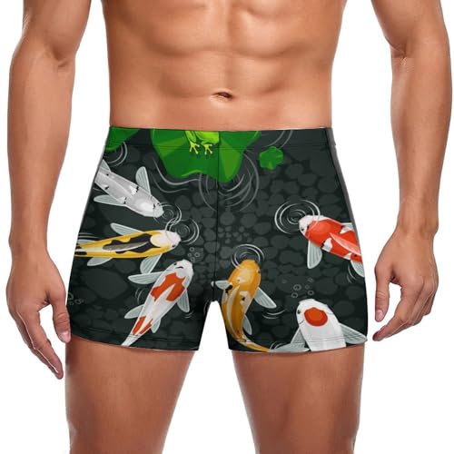 Short de bain homme anti frottement séchage rapide motif poisson rouge