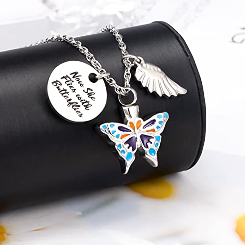 Now She Flies with Butterfly Urn Necklace for ashes Cremation Jewelry Cremation Necklace Jewelry for Ashes3