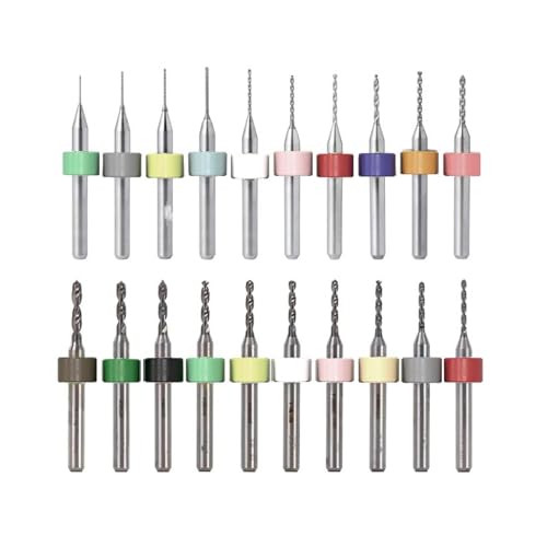 NIYATA 20 Mini Bohrer Set, Mini Drill Set,Micro Spiralbohrer Metallbohrer Satz,Wolframstahl Micro Gravierbohrer,0.1-1.0MM,1.1 2.0MM, für Gravur,Rauen Stein,Stanzen,Schmuck