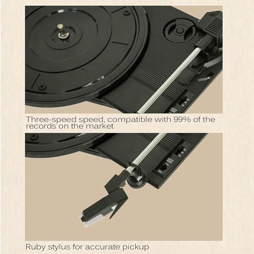 Giradischi vintage Bluetooth in vinile, giradischi retrò a 3 velocità con altoparlanti stereo integrati, adatto a dischi da 33/45/78 giri/min e 7 "/10 "/12 ", nessuna condizione di salto, per regalo