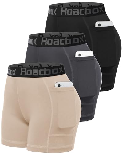 Roadbox Women's 3 Pack 3"/4"/5" Spandex Compression Shorts with Pockets