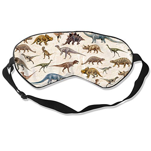 100% Silk Sleep Mask Eye Mask Dinosaur Print Soft Eyeshade Blindfold with Adjustable