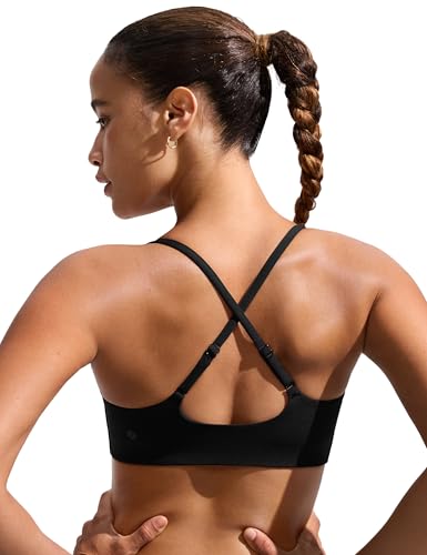 Image of CRZ YOGA D-DD Scoop Neck Bikini Tops | Removable Pads, Adjustable Spaghetti Straps, Swim, Bathing Suit Bra for Women